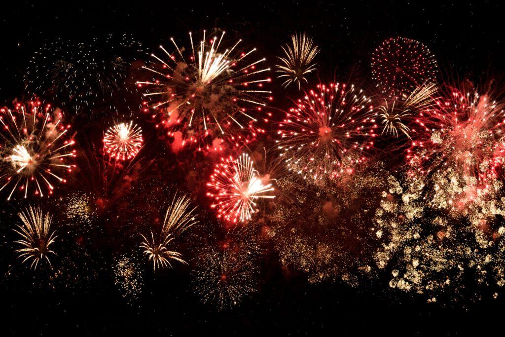 Fireworks filling the sky on New Years Eve